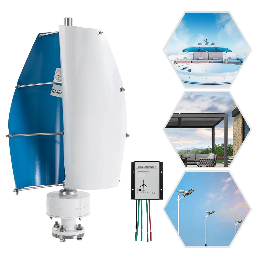 500W Windturbinengenerator-Kit Windturbine 500W 42,65ft/s 2 Blätter Vertikalachsen-Windturbinengenerator Heimwindmühlen-Kit