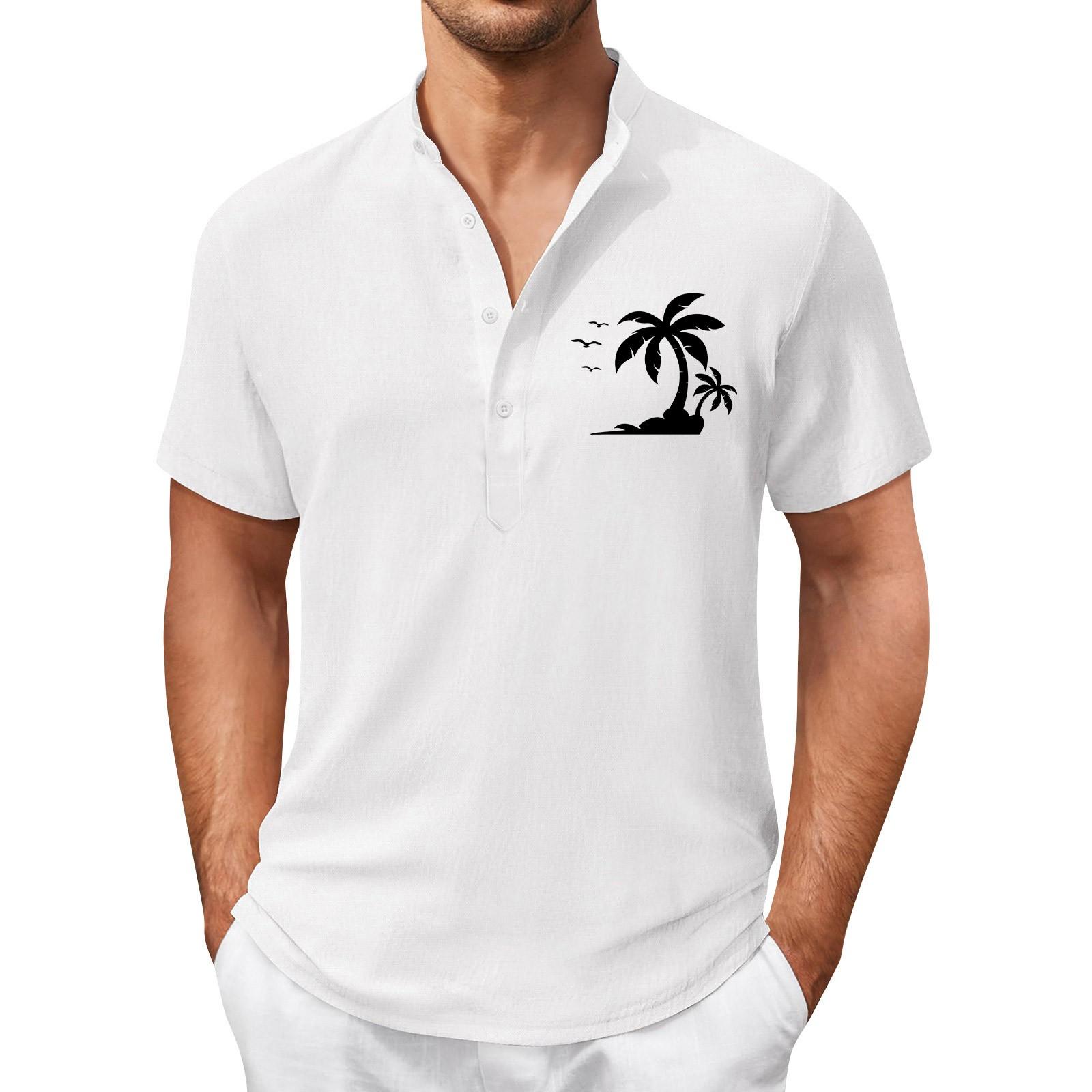 

Винтажная летняя мужская футболка, уличная одежда, 3 пуговицы, свободная одежда, футболка с коротким рукавом и принтом M белый