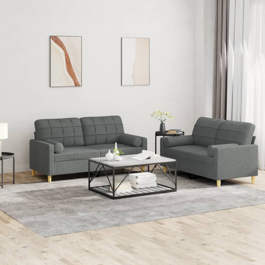 Vidaxl 2-Cz. Relaxation Set With Cushions, Dark Grey, Fabric