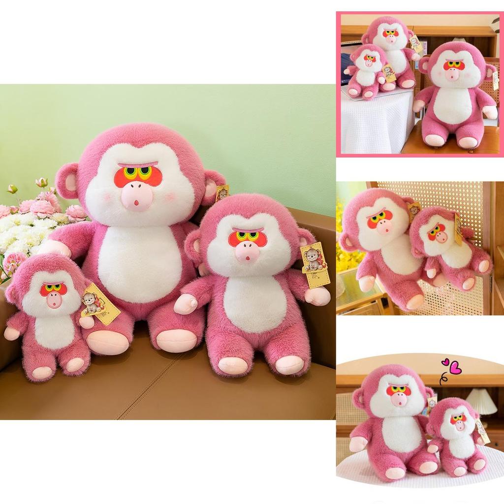 Adorable Pink Gorilla Plush Toy For Kids And Girls With Soft Short Plush Fabric