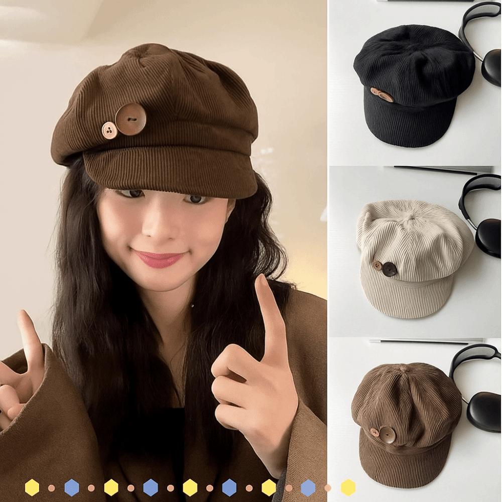 Y2k Double Button Berets Hat Japanese Painter Hat Retro Octagonal Hat  Sweet