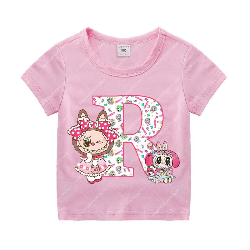 

Girl Casual Cotton T-shirt Cute Labubued Summer Clothing for Children Short Sleeve Tee Kids Cartoon Anime Tops Clothes Gift 2025 110cm