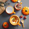 Chic Pumpkin Ceramic Mug with Lid & Spoon - Trendy, High-Value Breakfast Cup for Women