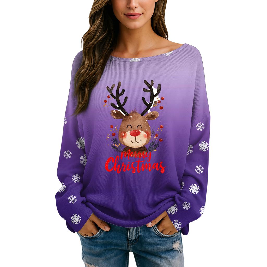 Womens Fall Sweaters Long Sleeve Print Tops Pullover Sweaters Loose Dressy Casual Basic Clothes