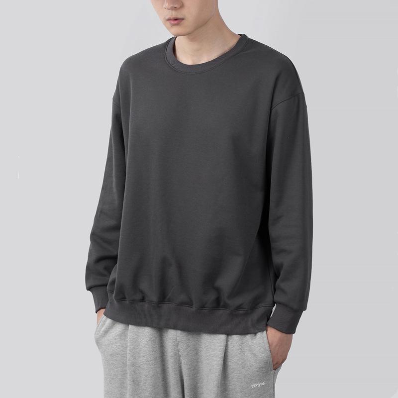 Men's Oversized Korean Style Crew Neck Sweatshirt, Versatile Long Sleeve for Autumn/Winter