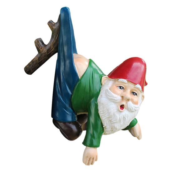 Flowerpot Dwarf Statue Planter Hanging Gnome Figurine Resin Dwarf with Pants Hanging on Branch Ornament for Garden Fence Window Box