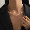 European & American V-Shaped Geometric Necklace: Cold, Simple, Hip-Hop Style with Metal Snake Bone Design.
