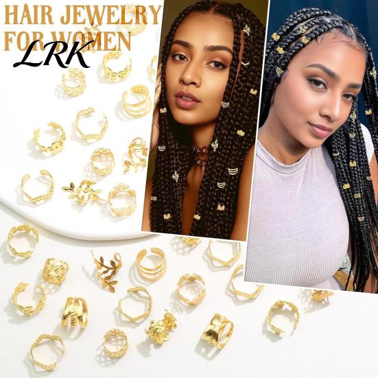 Non-fading Hair Jewelry 32/40/60Pcs Dreadlock Accessories, Hollow Carved Rings, Open Twisted Style Beads Design Easy to Wear Cuffs for Festivals