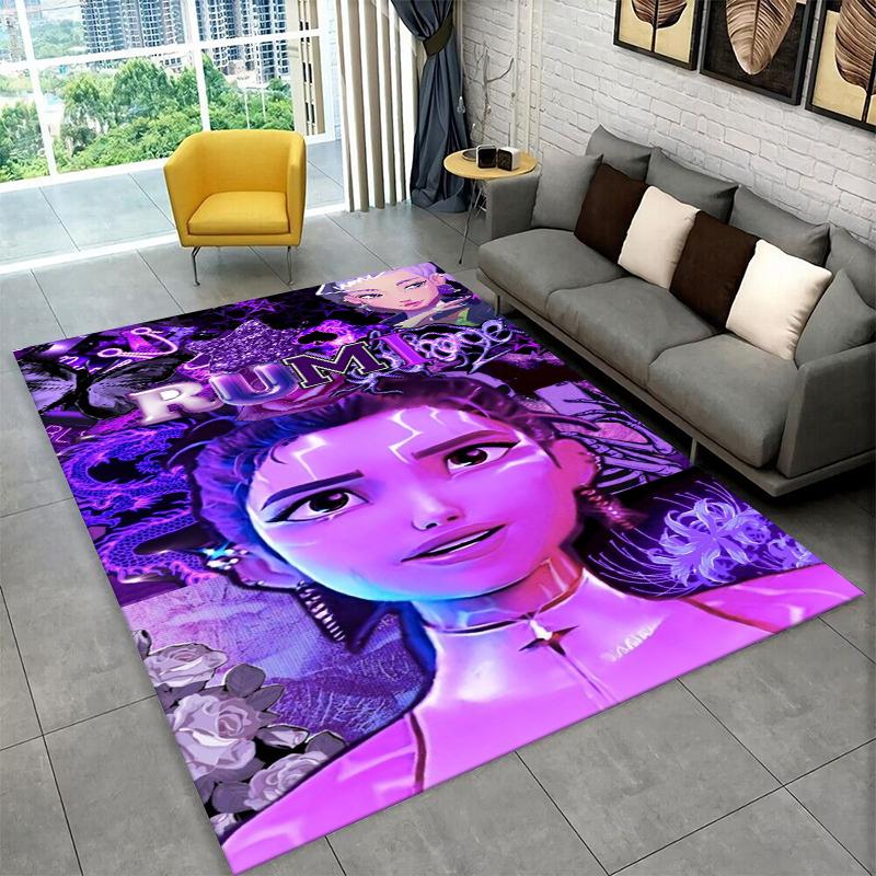 

Kpop Demon Hunter Rumi Mira Zoey Cartoon Group Carpet Rug for Playroom Bedroom Living Room Sofa Home Decor,Area Rug Non-slip 40x60cm