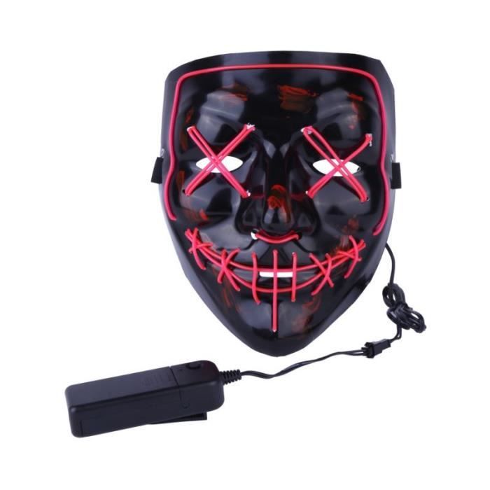 Masque LED Halloween Cosplay La Purge élection en Lumière - ROKOO - Rouge - PVC - 21x17.5cm