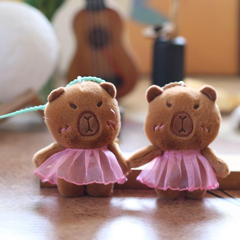 Cartoon Cute Capybara Animal Plush Keychain Soft Pp Cotton Filling Keys Bags