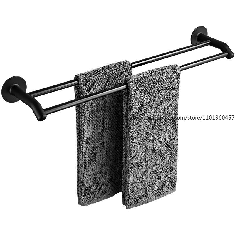 No Punching Space Aluminum Towel Rack Towel Bar Single Bar Toilet Hanging Bar Hanging Towel Hanger Bathroom Pendant White