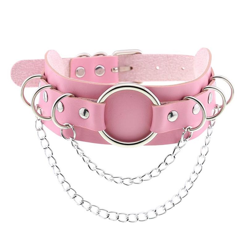 Schwarze Gothic Punk Choker Halsketten Goth Kettenkragen Dunkle Mode Leder Choker Halskette Bondage Club Party Zubehör
