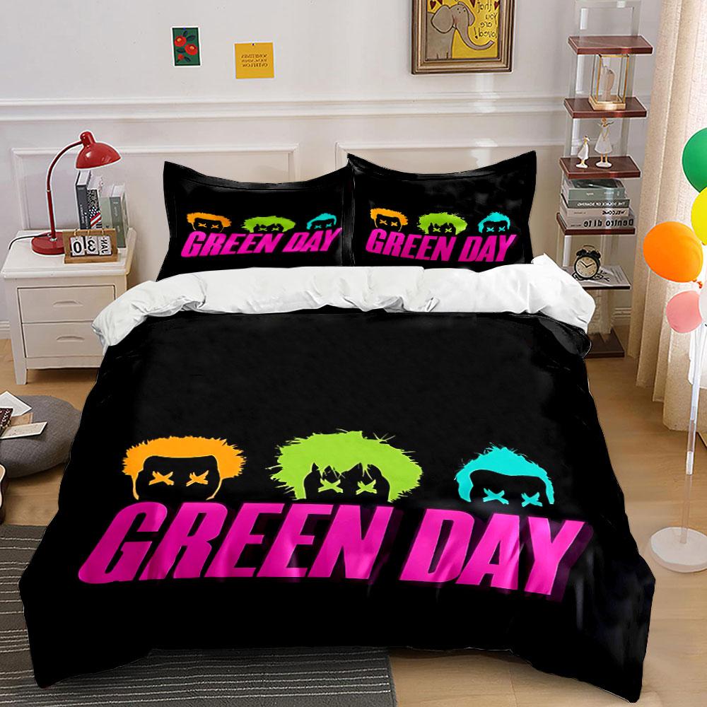 "Green Day Cartoon Bedding Set" Bedding Duvet Cover Set Duvet Cover Pillowcases (1 * Duvet Cover 2 * Pillowcases, Without Duvet Insert)
