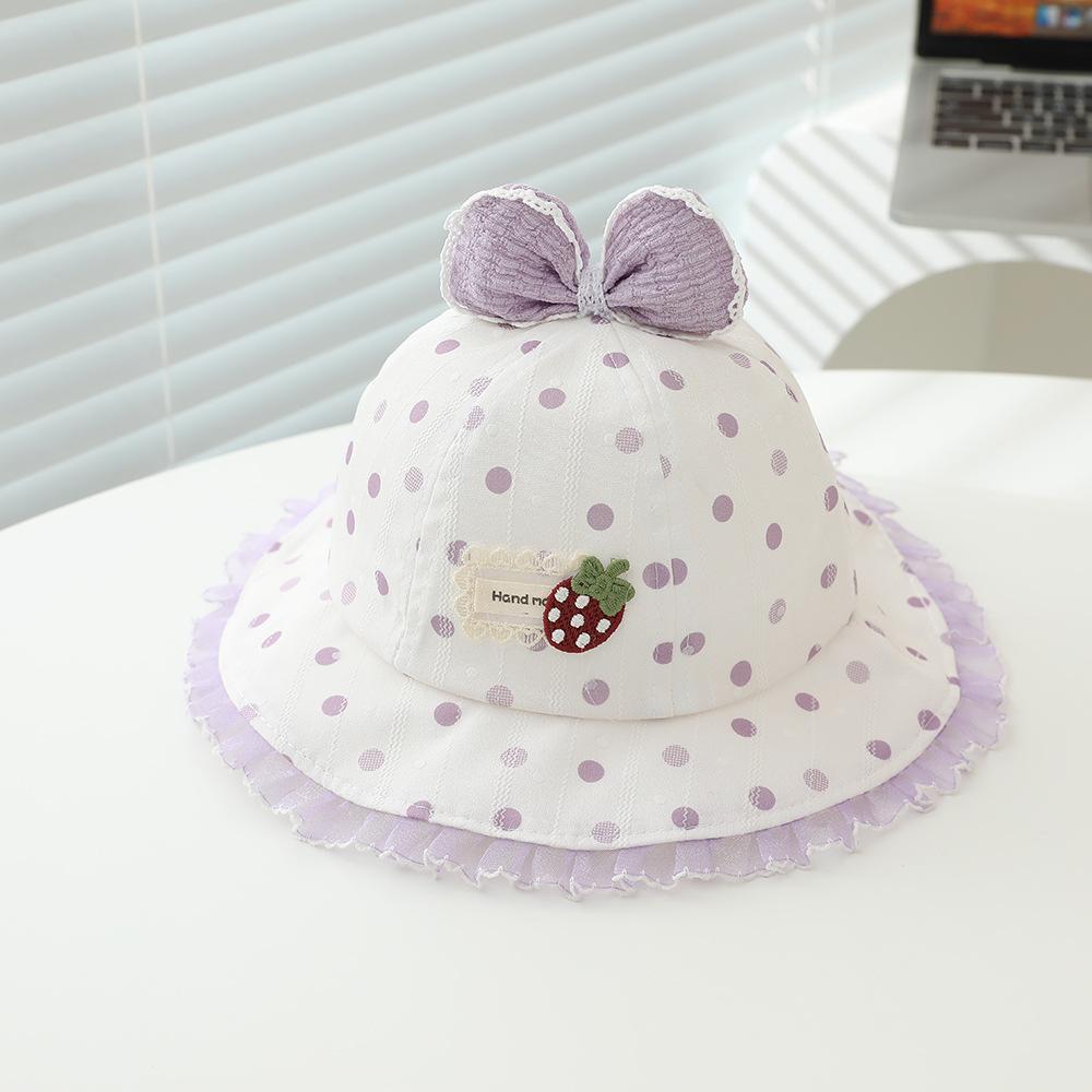Baby Toddler Girl Fisherman Hat 50cm 1-3 Years  Spring Summer Thin Bow Sun Hat Princess Outdoor Cap UV Protection