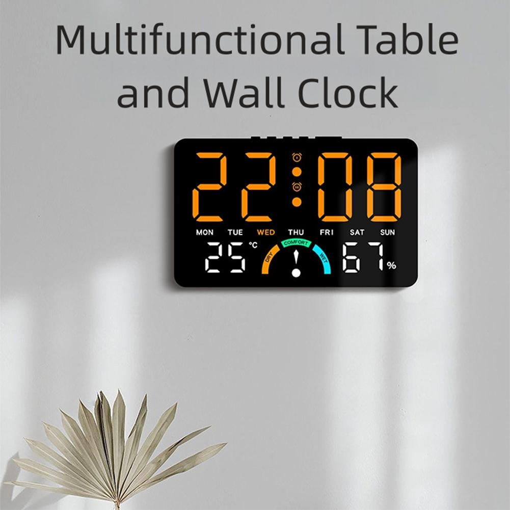 Temperature Humidity LED Electronic Clock with Large Screen for Wall or Table