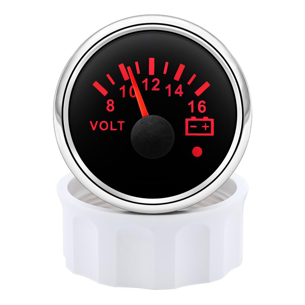 2" 52MM Voltmeter for Marine Boat Car 8-16V VOLTS with Warning Light 7Color Light Voltage Gauge Waterproof Auto Car Gauge Custom