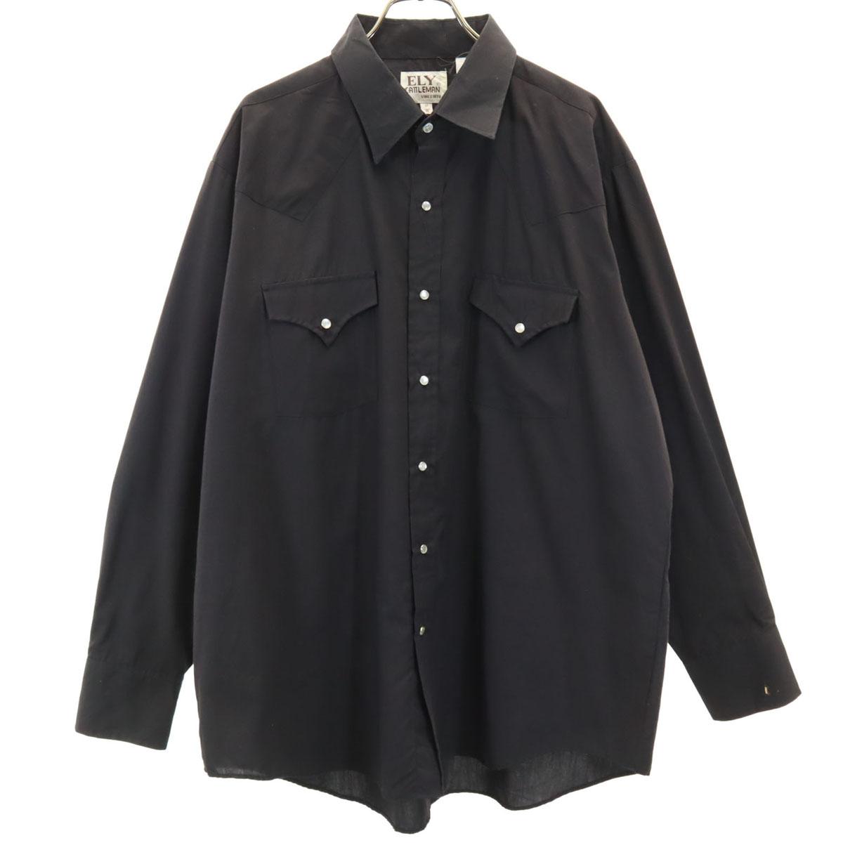 

ELY CATTLEMAN 70-е 80-е винтажная рубашка в западном стиле с длинным рукавом 17/35 черная мужская б/у