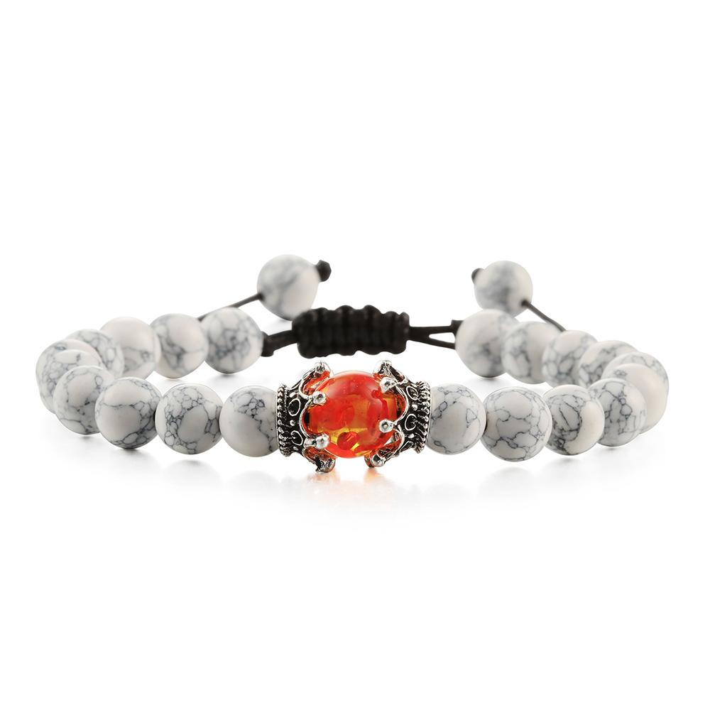 

New 8MM Natural Bead Bracelet Tiger Eyes Stone King Crown Braided Braceelts Bangles Charm Wristband Male Jewelry Friendship Gift