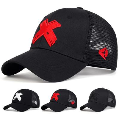 Șapcă Baseball Unisex cu Broderie Litera X, Plasă, Primăvară și Vară, Reglabilă, Casual, Protecție Solară, Șapcă Sport Golf