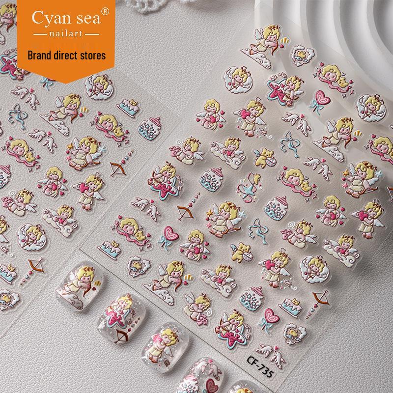 Cyansea Angel Embossed Nail and Phone Art Stickers