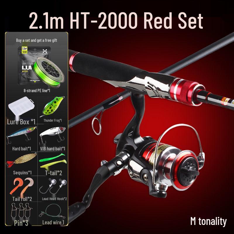 Hasda Carbon Fishing Rod & Reel Set - Straight Handle, Long Cast Metal Spinning Reel, Ideal for Beginners