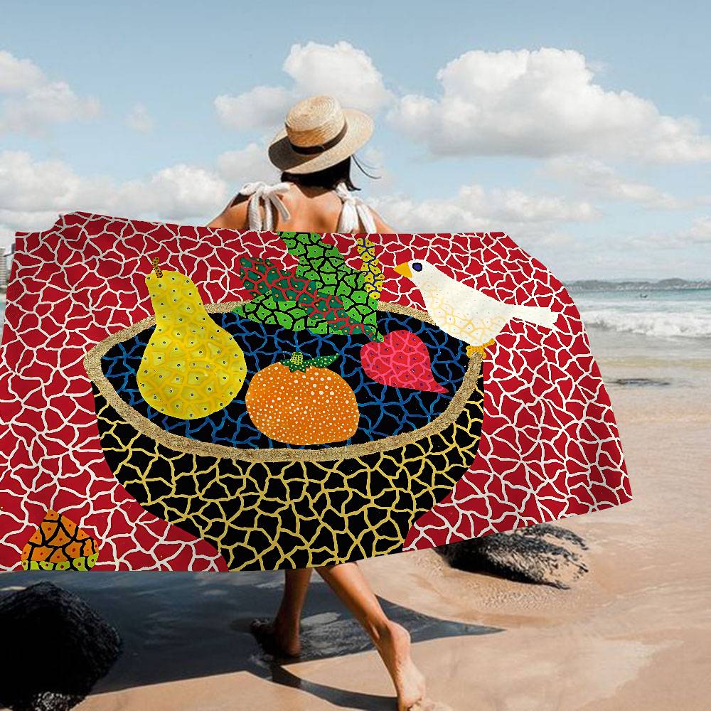 Serviette de plage en microfibre de l'artiste célèbre Y-Yayoi Kusama Absorbante Séchage rapide Douce Serviette pour Yoga Natation Vacances en station de montagne Alpinisme