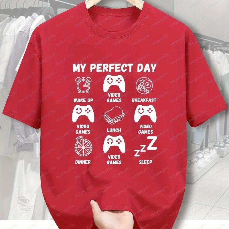 Casual Style Summer Shortsleev GamerS Ideal Day Graphic TShirt Relaxed Stylish Otaku Simple Printed Tops Ropa Hombre Men Tee