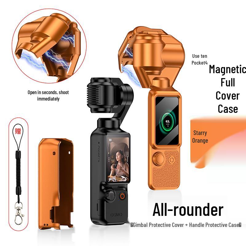 DJI Pocket 4/3 Magnetic Flip Case: Full Coverage Gimbal Protector for Sports Camera