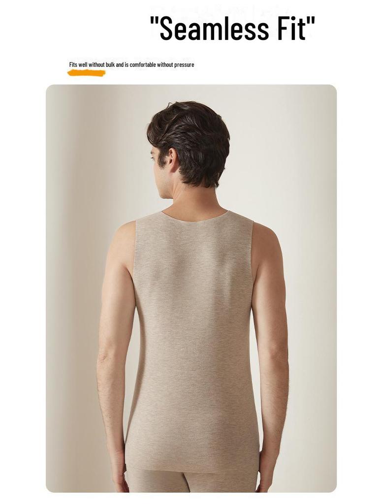 Seidenkaschmir Herren Nahtlose Beheizte Samtweste - Dicke, Warme Unterwäsche für den Herbst