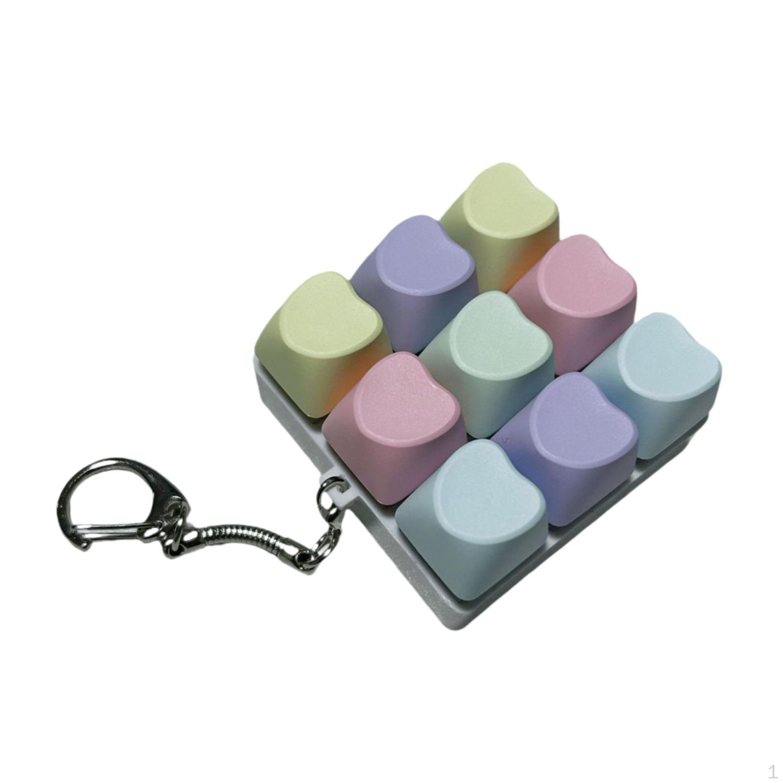 

9 Button Keychain, Finger Toy, Portable And Versatile. Rainbow