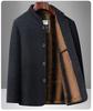 Men's Winter Wool Coat: Dad Style Stand Collar, Plus Velvet Thickened, Mid-Length Jacket for Middle-Aged and Elderly.
