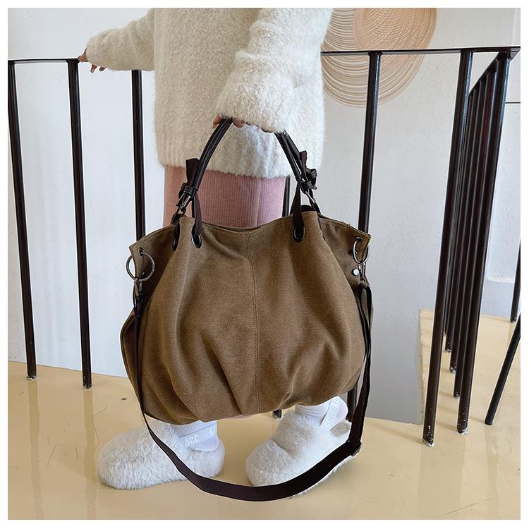 Messenger Bag Canvas Bag Tote Men's and Women's Handbags Commuter Portable Shoulder Large Capacity Multifunctional Casual Retro Bag