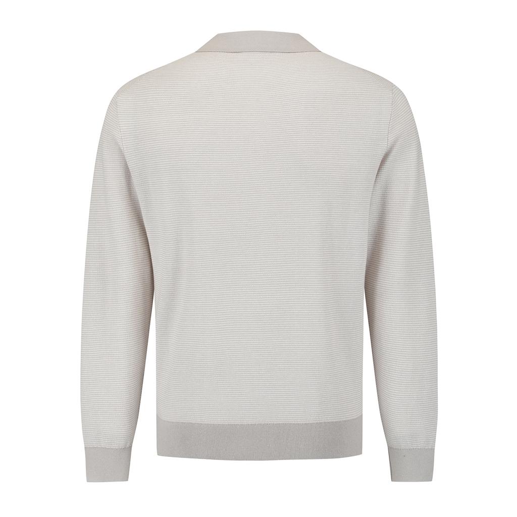 FERRAROMILANO Striped Collared Knit L/Beige (Am0Gtsy15151)