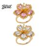 Intricate Flower Design Ring Women Shiny Cubic Zirconia Shape Finger