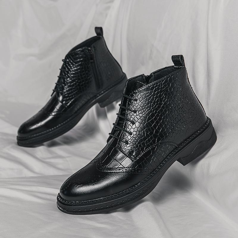 Fashion Boots Men Autumn Winter Shoes High-top Mid-tube Trend Thick-soled 2024 fashion men brogue ankle boots business dress shoes men