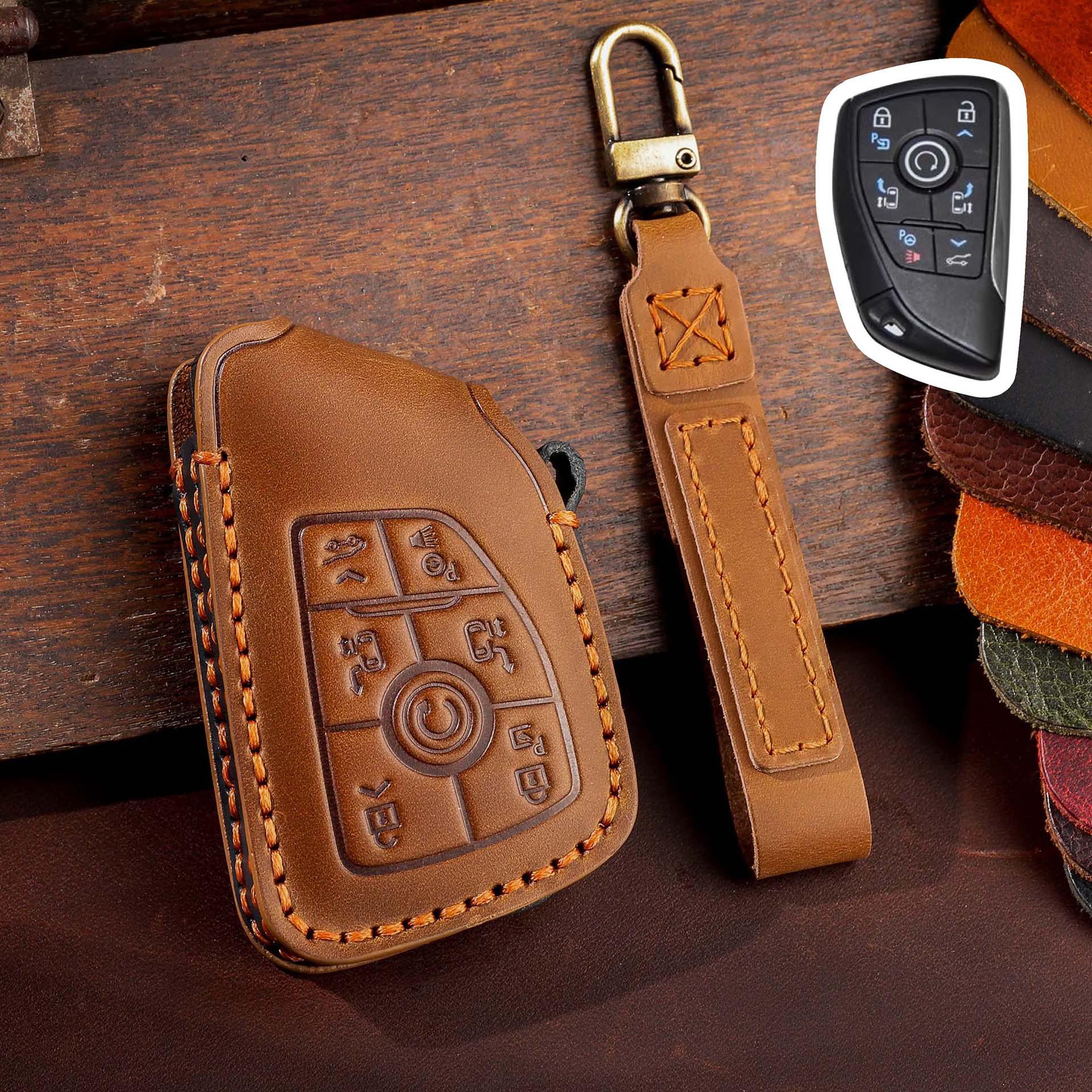 

Кожаный чехол для ключа Buick Century и Envision — индивидуальный пошив с защитной пряжкой коричневый