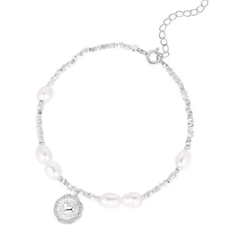 925 Silver Bracelets Heart Shaped Partial Pearls Knots Bracelet for Women Fashion Charm Bracelet Original Party Jewelry