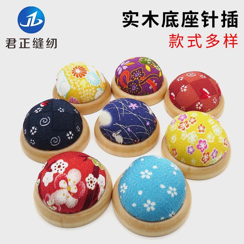 

DIY Cross Stitch Tool Fabric Needle Tie Patchwork Pin Pack Wooden Base Pin Cushion Fabric Pincushion Pin Pack Handmade Default