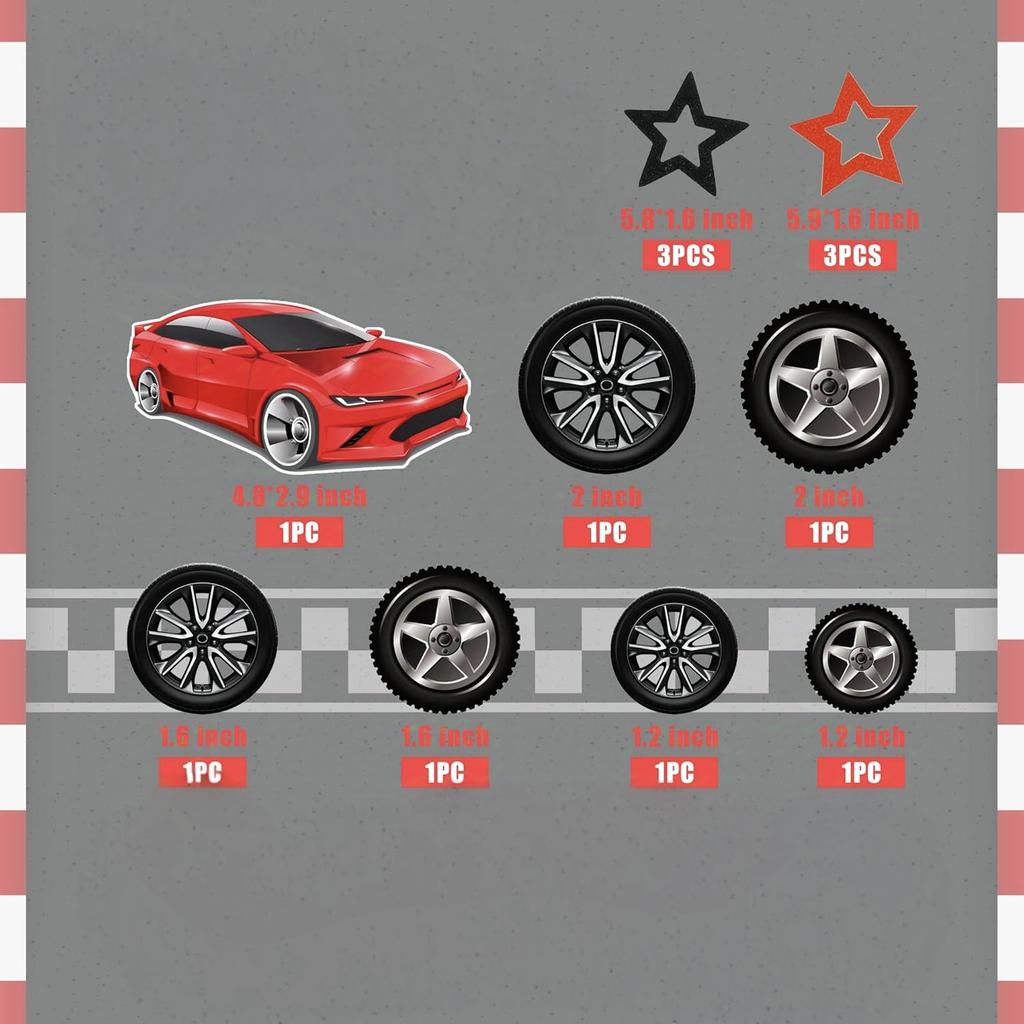 28 st Blå Racinghjul Tårtdekoration Däck Tårtdekorationer för Pojke Barn Födelsedagsfest Racingtema Fest Racerbil Festartiklar