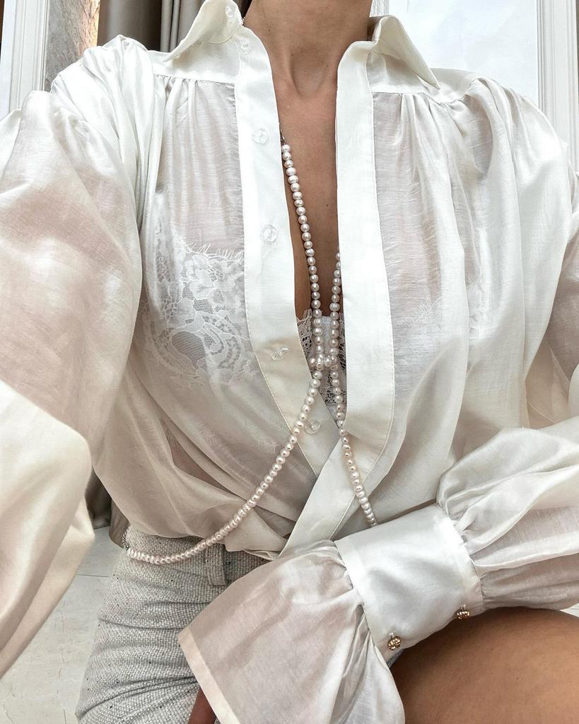 Spring 2025 Women's European and American Loose Lantern Sleeve Top