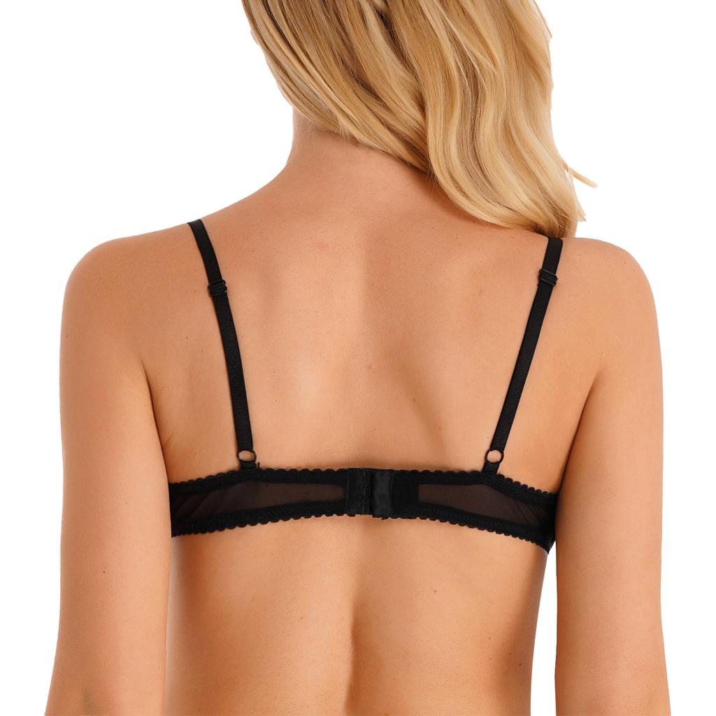 Sutiã push up sexy feminino com armação, sutiã acolchoado com acabamento em renda balconette bralett