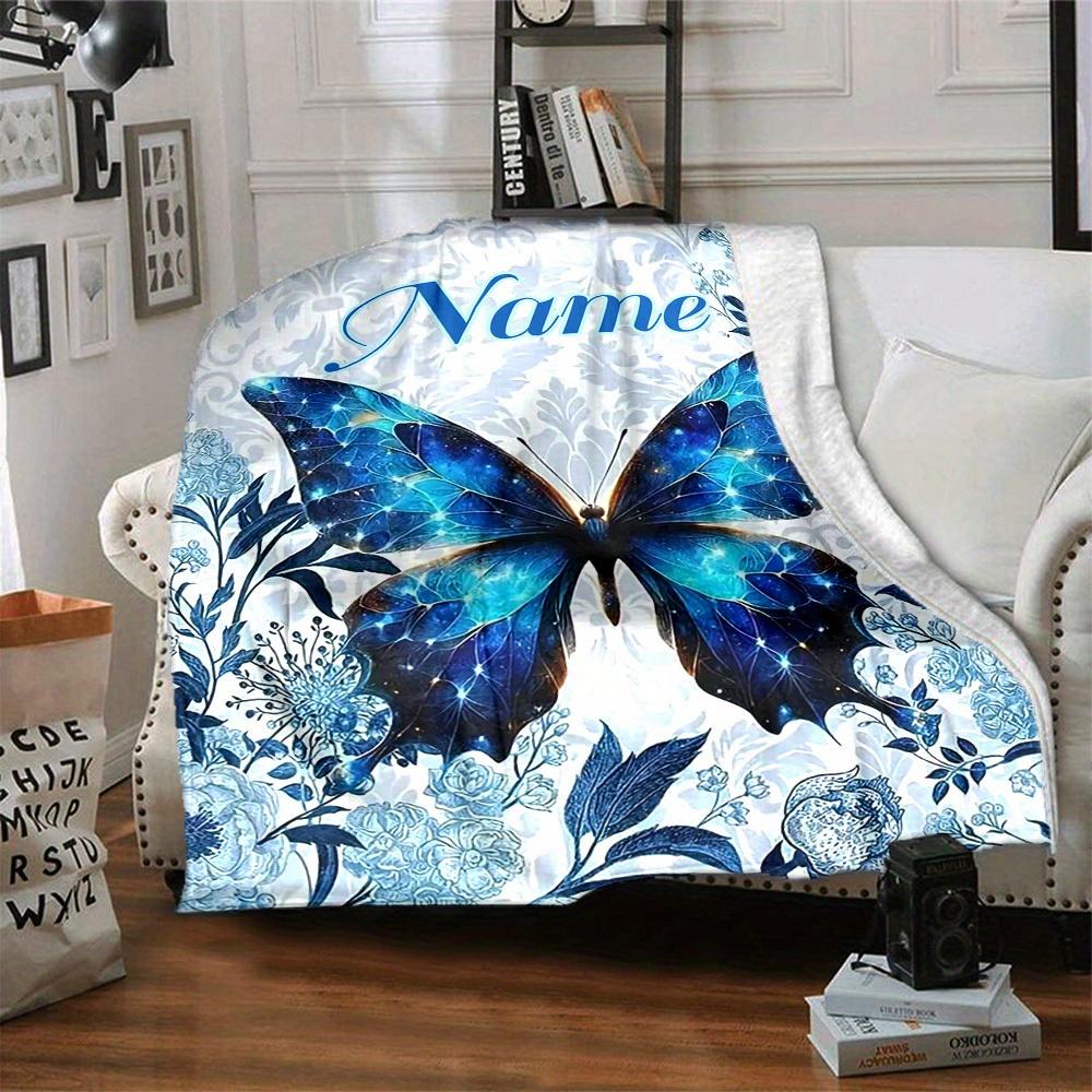 Butterfly Floral Home Customize Your Name Blankets Comfortable Soft Lightweight Allseason Multipurpose Blanket For Picnic Sofa Office Bed Living Room