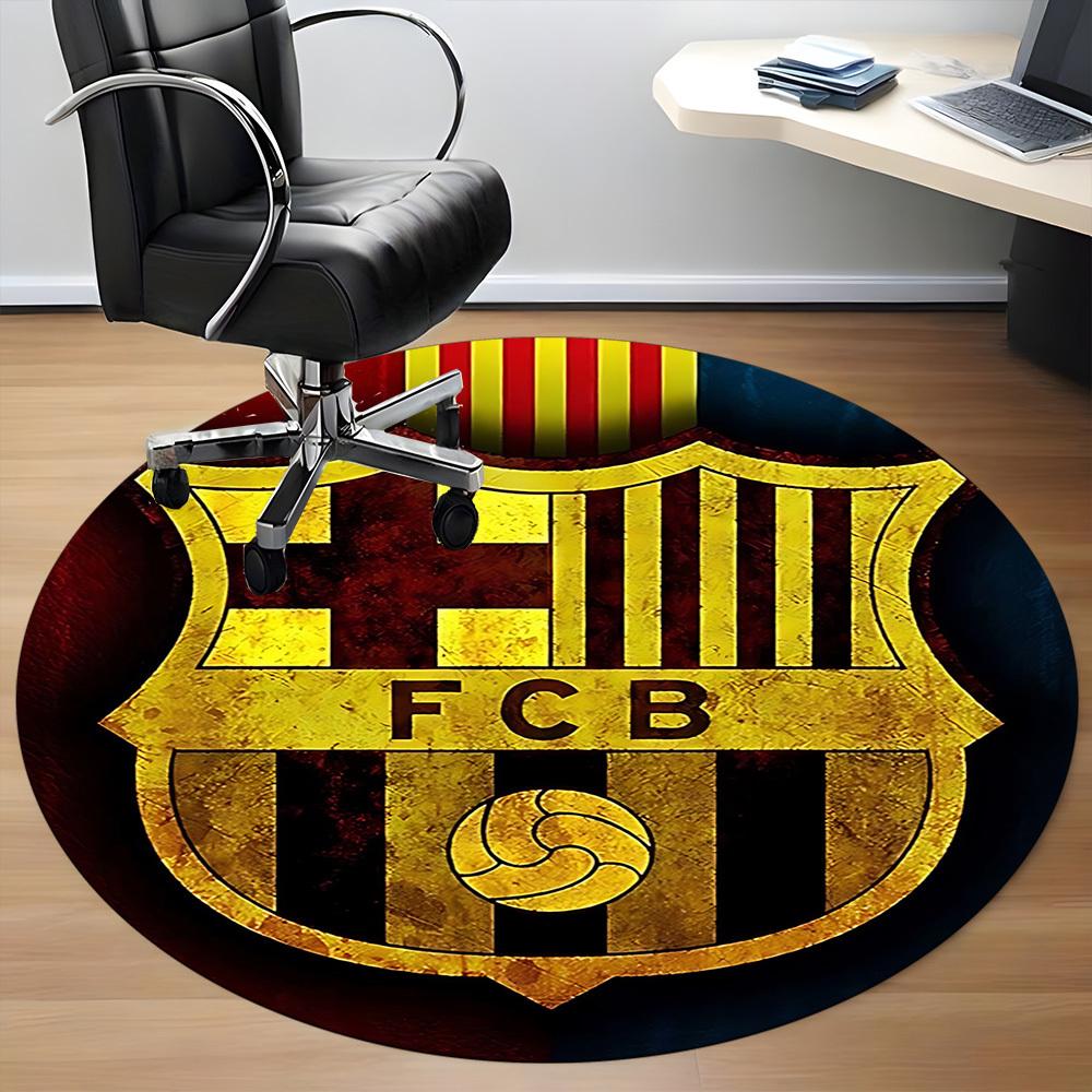 1pcBarcelona Football Office Round Area Rug, Indoor Mat Suitable For Office, Bedroom Living Room Home Decor, Room Deco, Offic A0928169