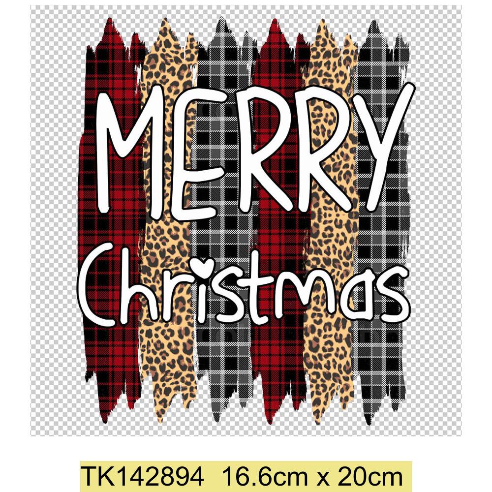 Christmas Tree Deer Heat Transfer Adhesive Patches T-Shirt Appliques Clothes Children's School Bag Decoration Print Holiday Gift