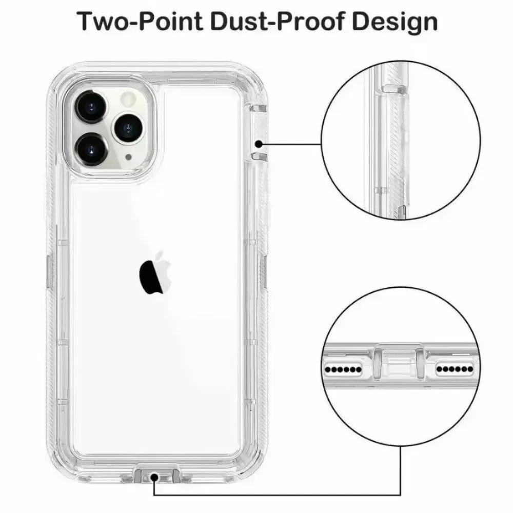 3IN1 Transparent Otter Armor Box Phone Case For IPhone 17 Air 16 E 15 14 Plus 13 12 11 Pro Max Rugged Shockproof Protect Cover