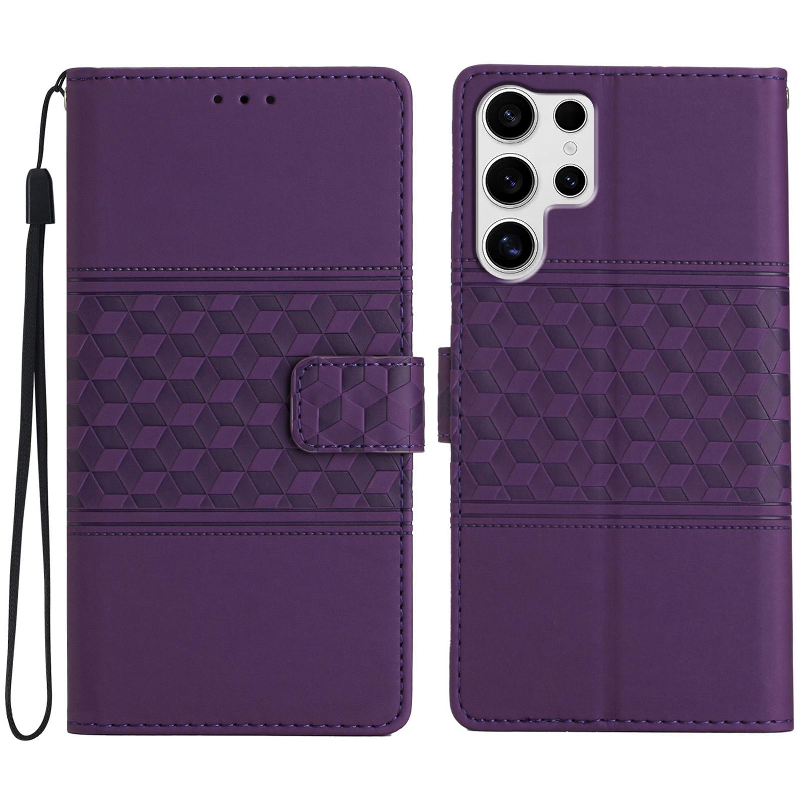 

For Samsung Galaxy S25 Ultra Case Rhombus Leather Horizontal Flip Phone Cover B