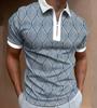 Short Sleeve Men's Polo Shirt with Lapel Business Casual 3D Geometric Printing Digital Short Sleeve Polo Shirt Summer