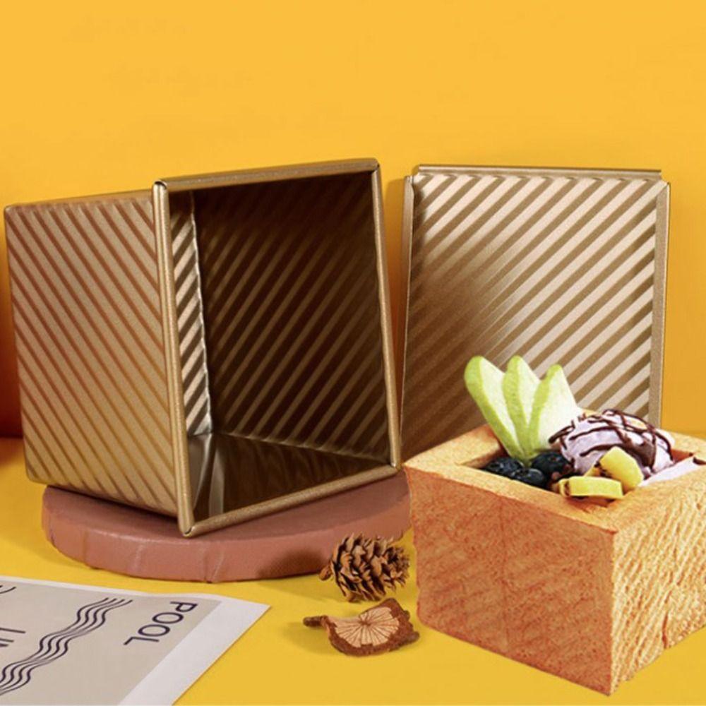 with Cover Cube Toast Box Carbon Steel Cake Mold Bakeware Square Corrugated Loaf Pan Dough