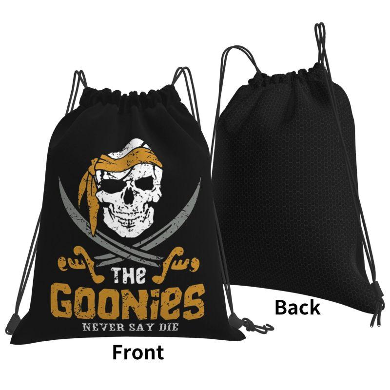 Custom The Goonies Never Say Die Drawstring Bags Women Men Foldable Sports Gym Sackpack Gothic Pirate Skull Training Backpacks